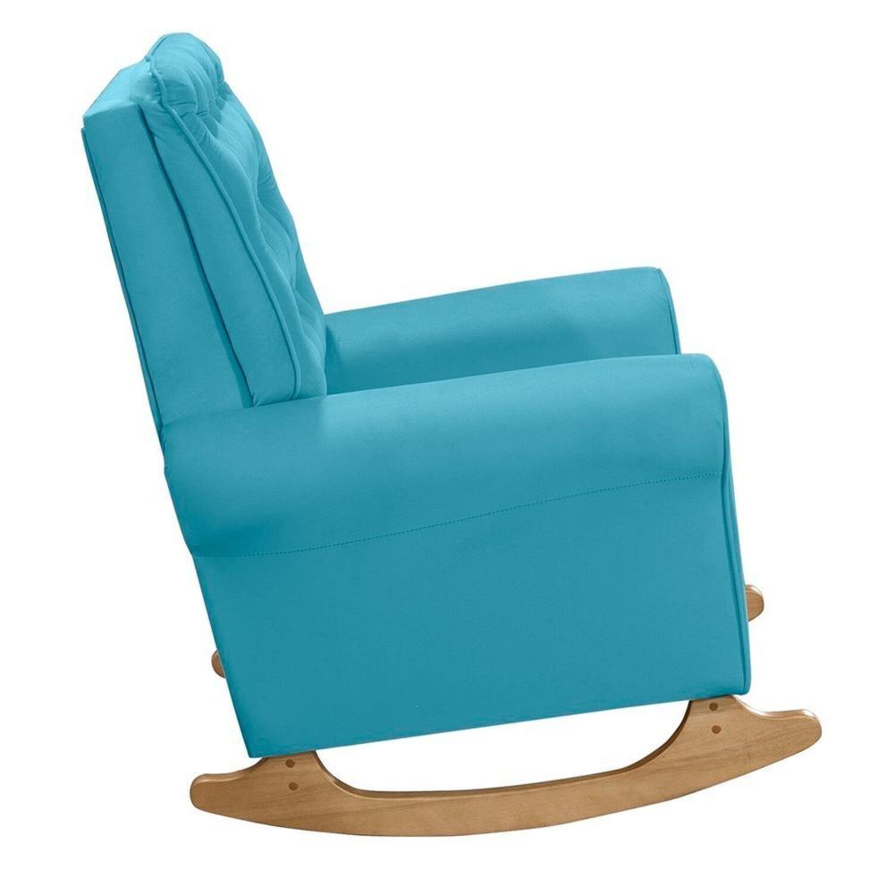 Miniatura Poltrona de Amamentação com Balanço Linho com Puff Paris Azul Tifany
