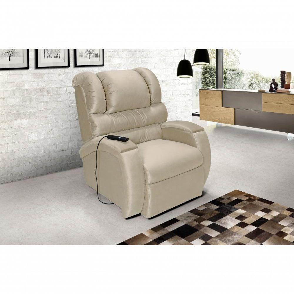 Miniatura Cadeira Poltrona Reclinável Imperial Motorizada Para Amamentação Suede Com Lift E Massageador Areia