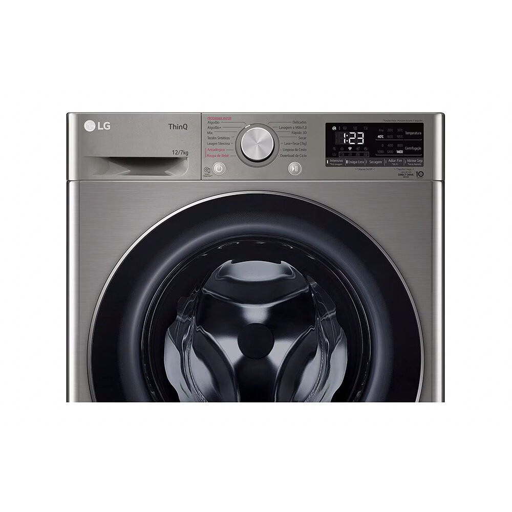 Lava e Seca LG 12kg com Inteligência Artificial AIDD, CV5012PC4 Inox - 110V