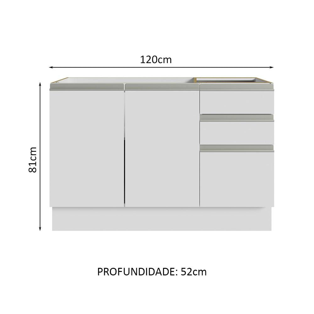 Miniatura Armário Gabinete para Banheiro 120cm 2 Portas 3 Gavetas Branco Madesa Branco