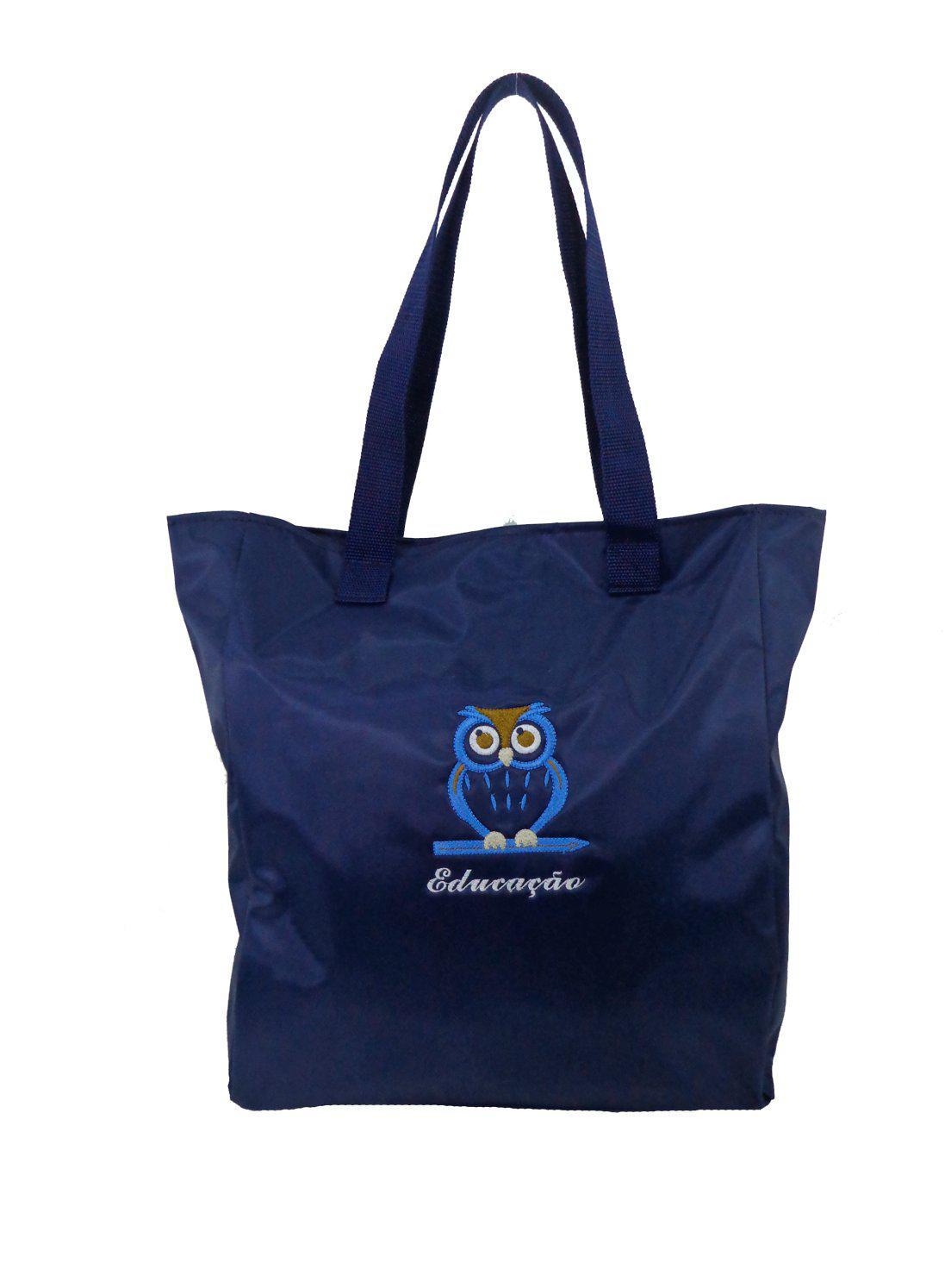 Miniatura Bolsa Tote Professor Estudante Educação Azul Coruja Azul