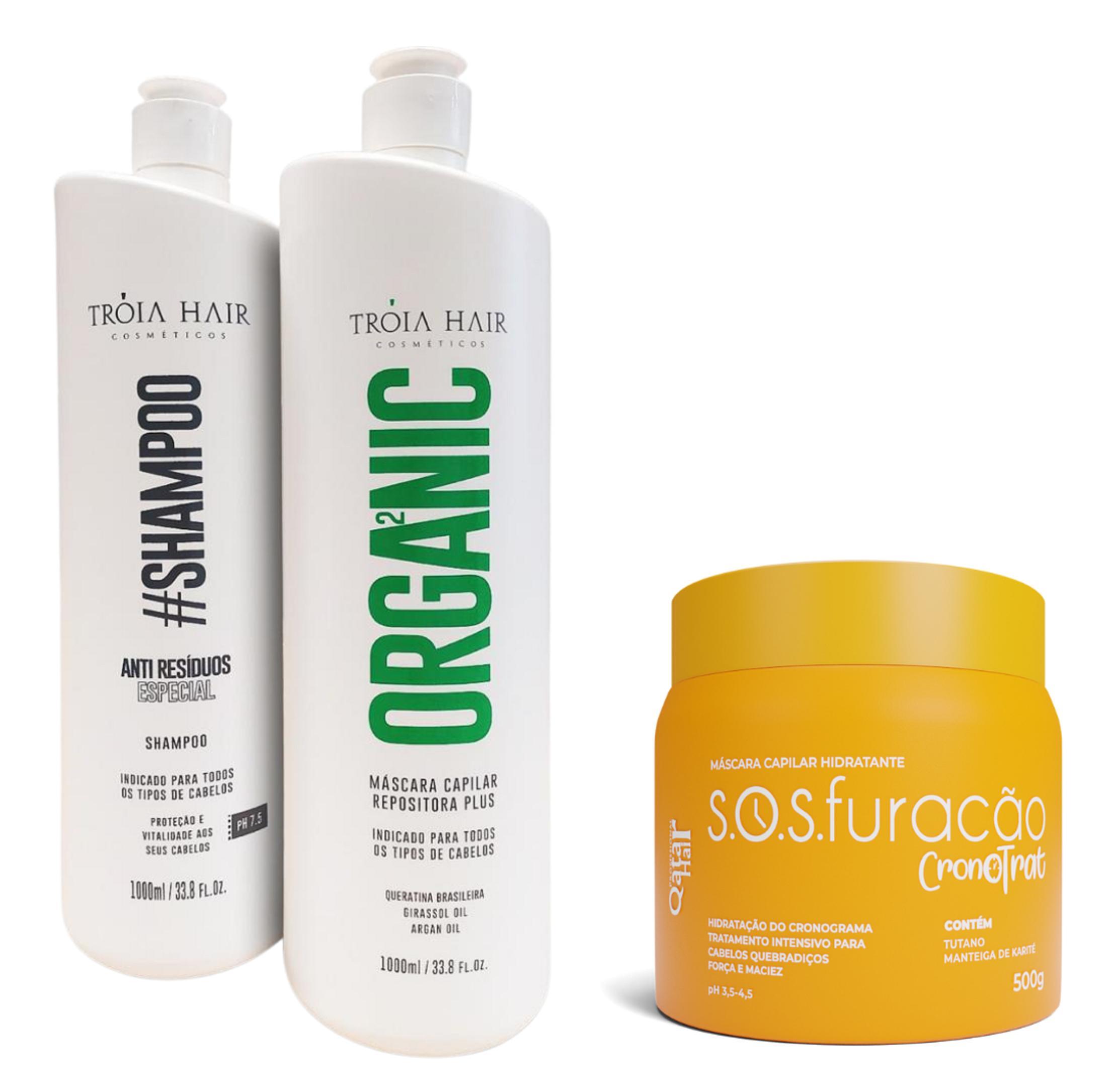 Miniatura Kit Organic Troia Hair 1000Ml + S.O.S Furacão Qatar
