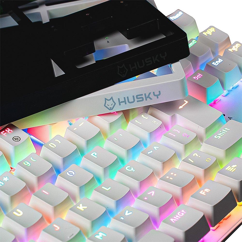 Miniatura Teclado Mecânico Gamer Husky Sled, TKL, Branco, ABNT2, RGB, Switch Gateron G Pro Brown - HTG500BRMA
