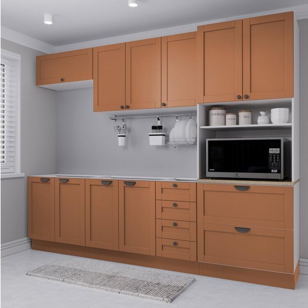 Miniatura Cozinha Modulada 5 Peças 1 Torre 2 Aéreos 2 Balcões Arizona Arizona Cabecasa Madeiramadeira Branco/Terracota