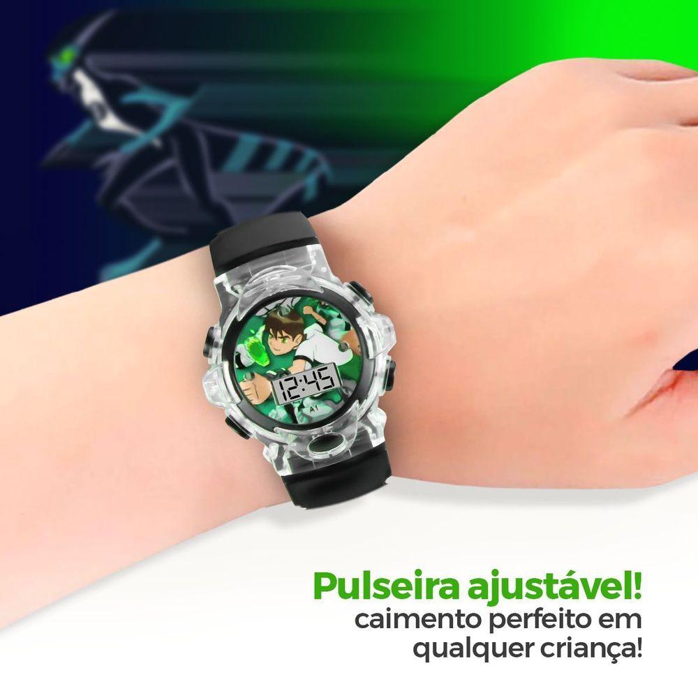 Miniatura Relogio Digital Infantil Led Ben10 Oculos Caixa Sol Verde Original Esportivo Heroi Criança Ajustavel