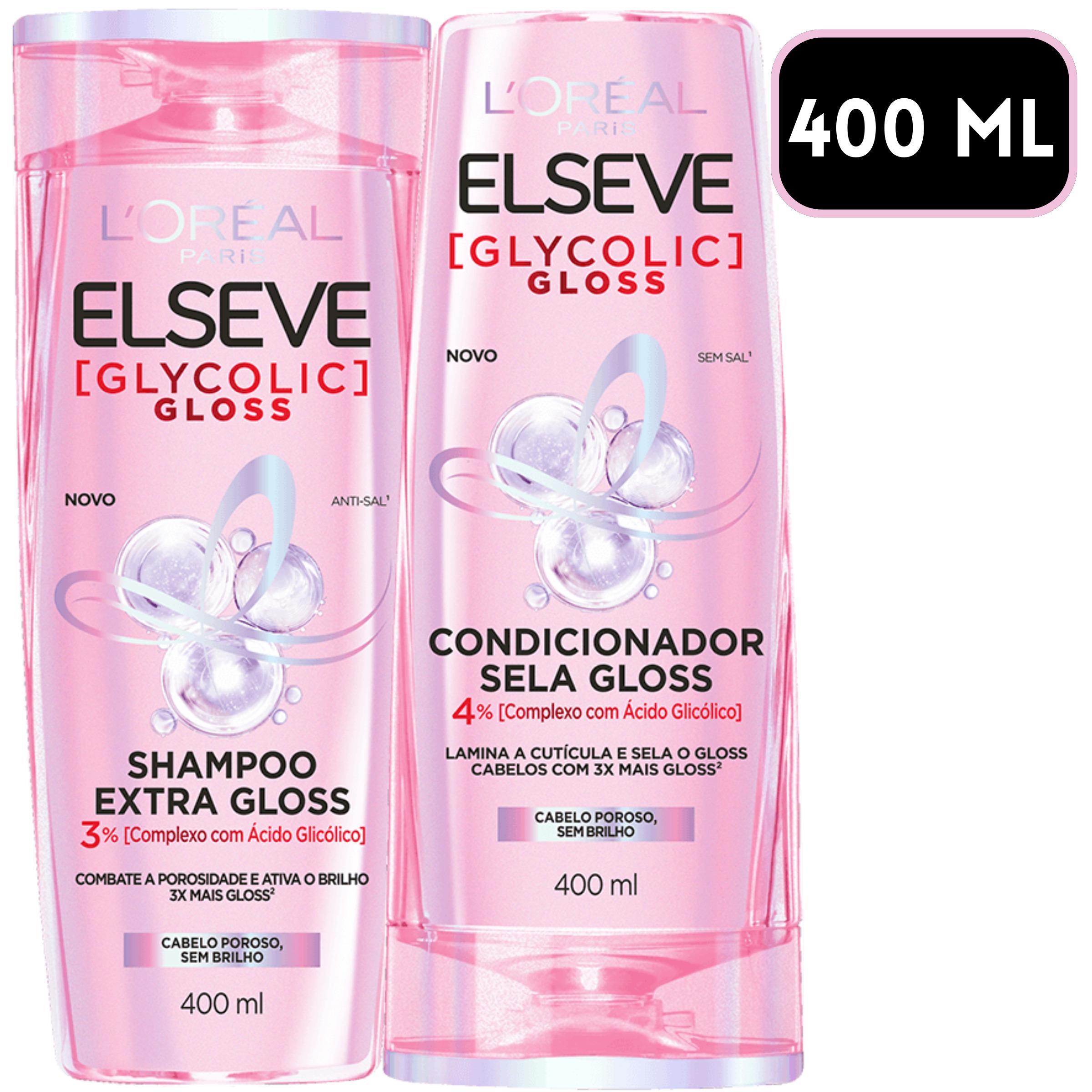 Miniatura Kit Shampoo Condicionador Elseve Glycolic Gloss Serum Linha