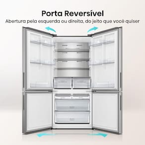 Miniatura Geladeira Hisense Inverter 499L RB5P504 Bottom Freezer Metal Tech Inox 110V