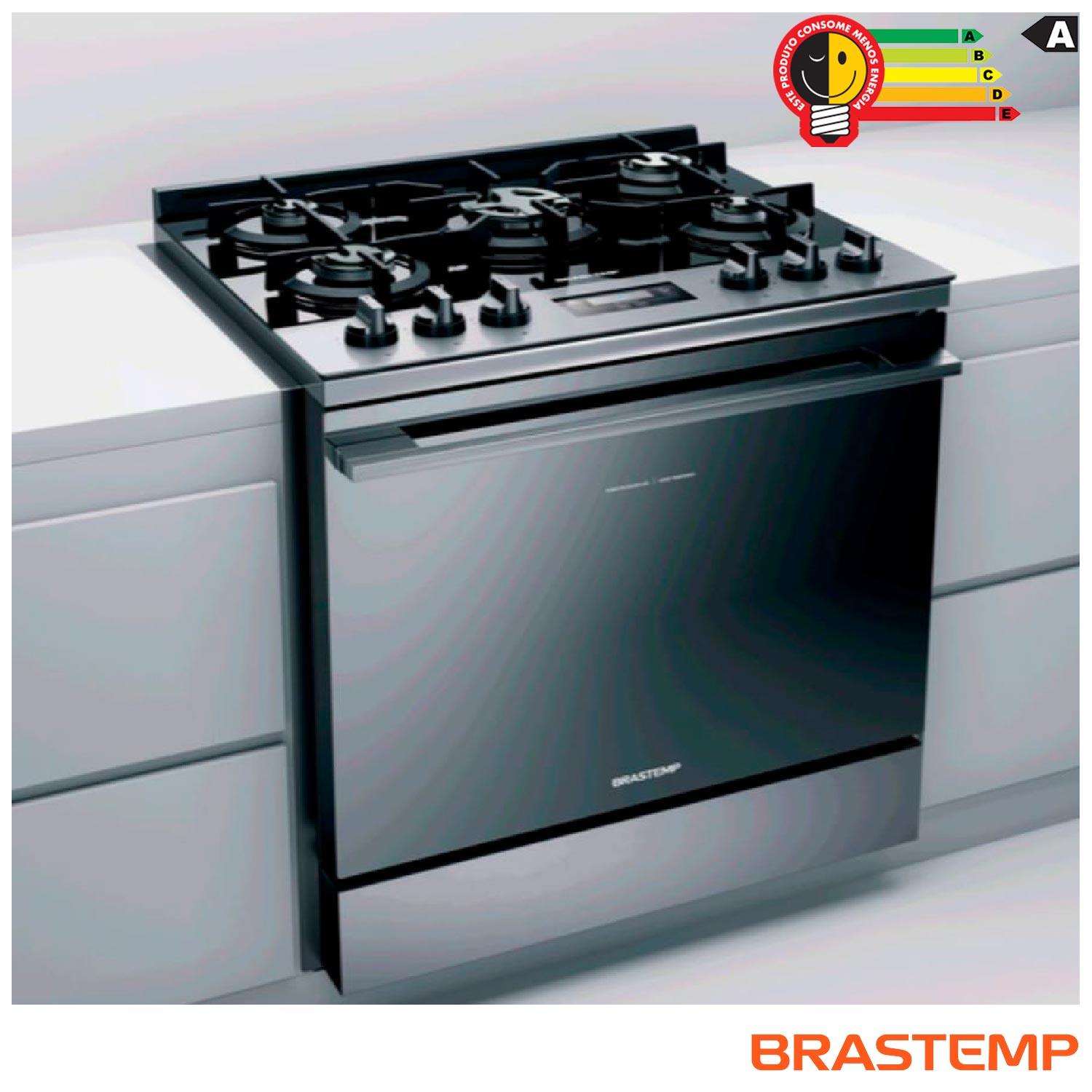 Miniatura Fogão Brastemp 5 Bocas de Embutir Inox com Mesa de Vidro e Touch Timer com Autodesligamento - BYS5VCR 110