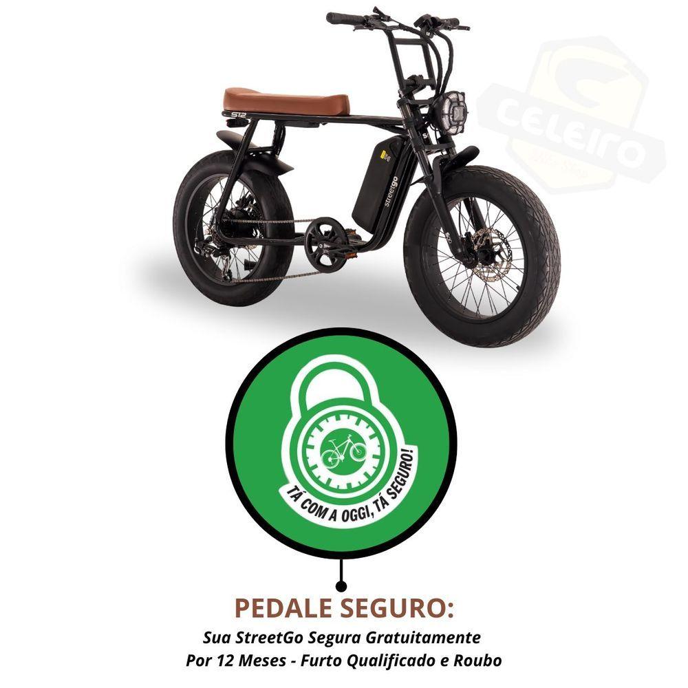 Bicicleta Elétrica StreetGo Aro 20 S12 7V A24 Preto/Marrom