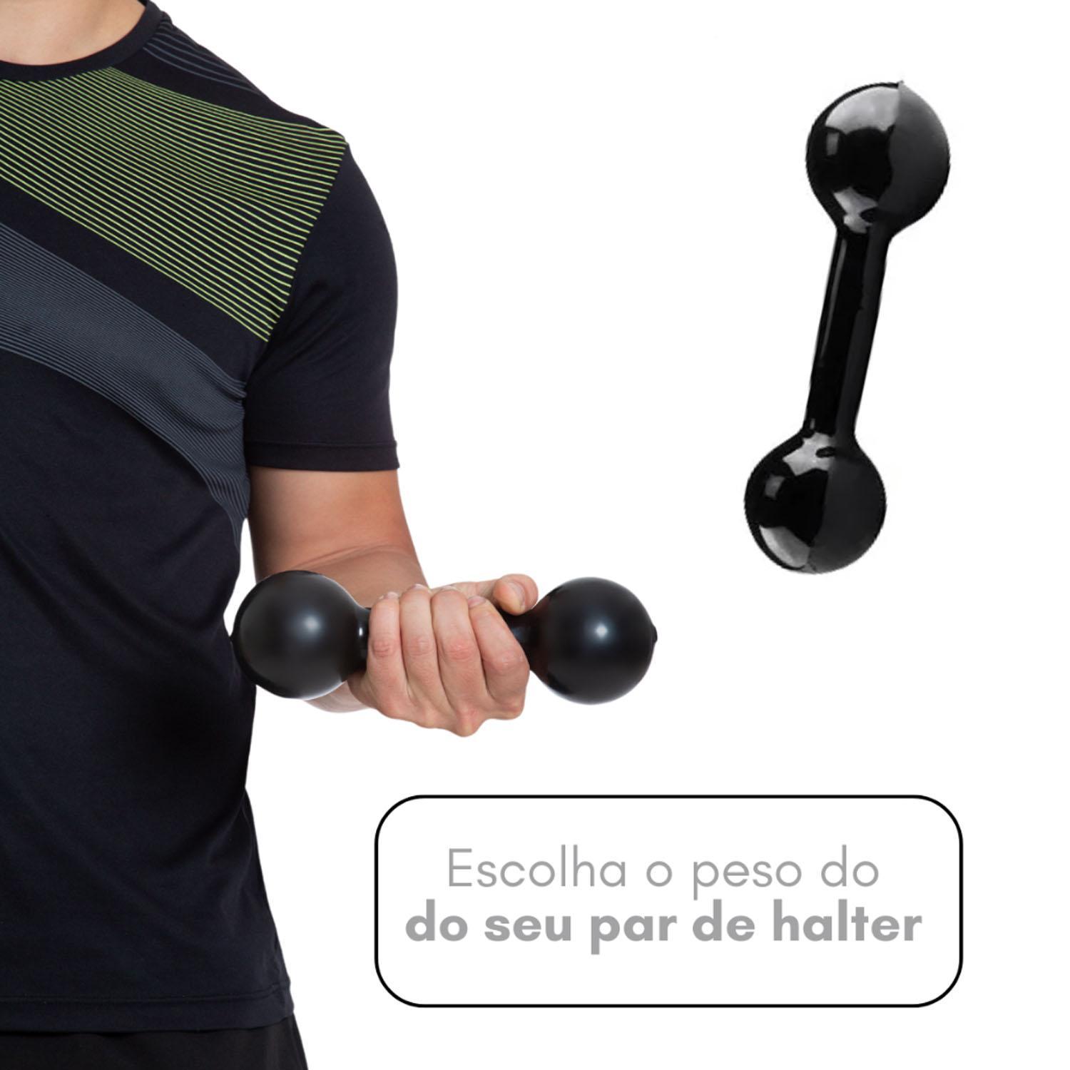 Miniatura Halter Redondo Emborrachado 2Kg Peso Academia Treino Preto