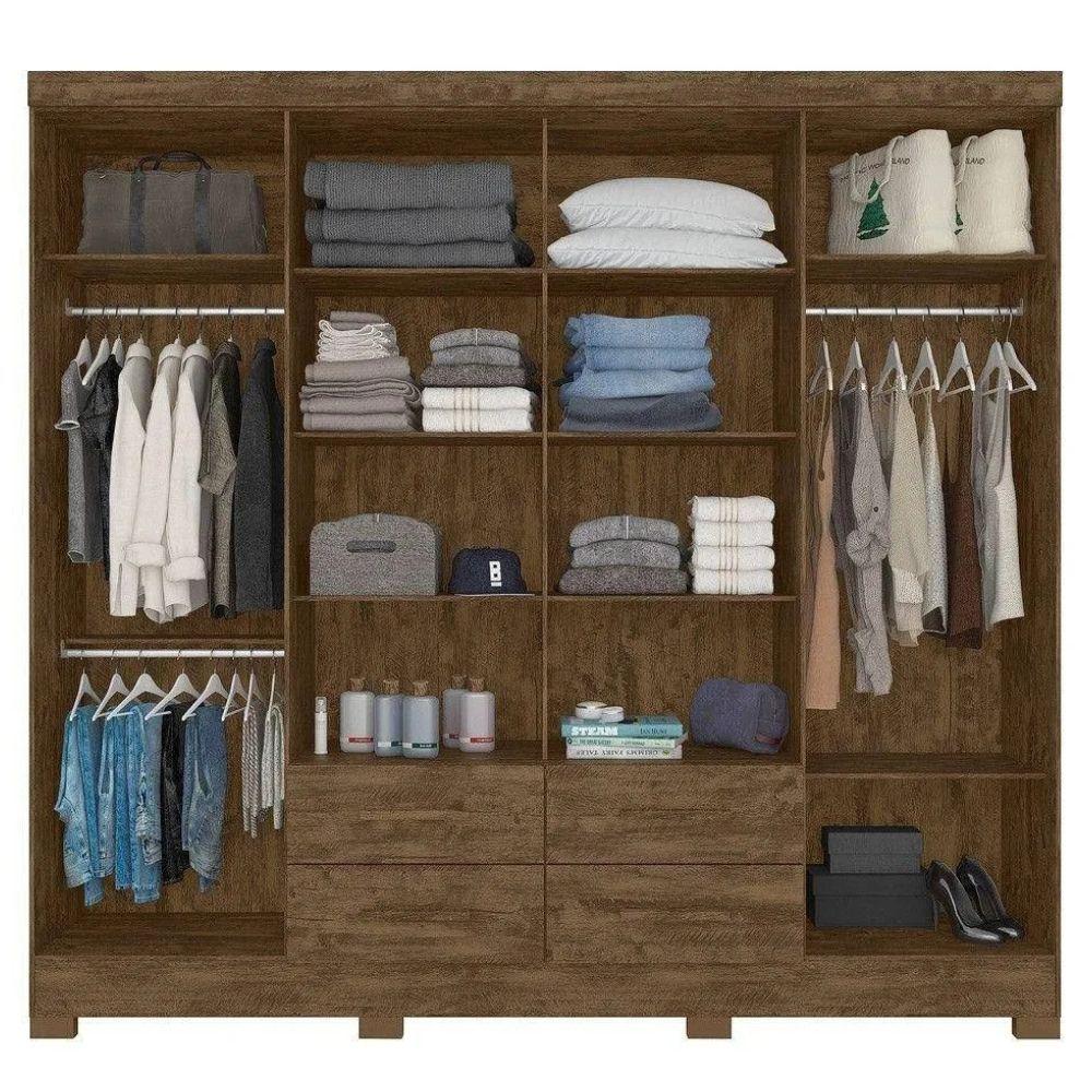 Guarda Roupa Casal San Lorenzo 8 Portas Castanho Wood Moval