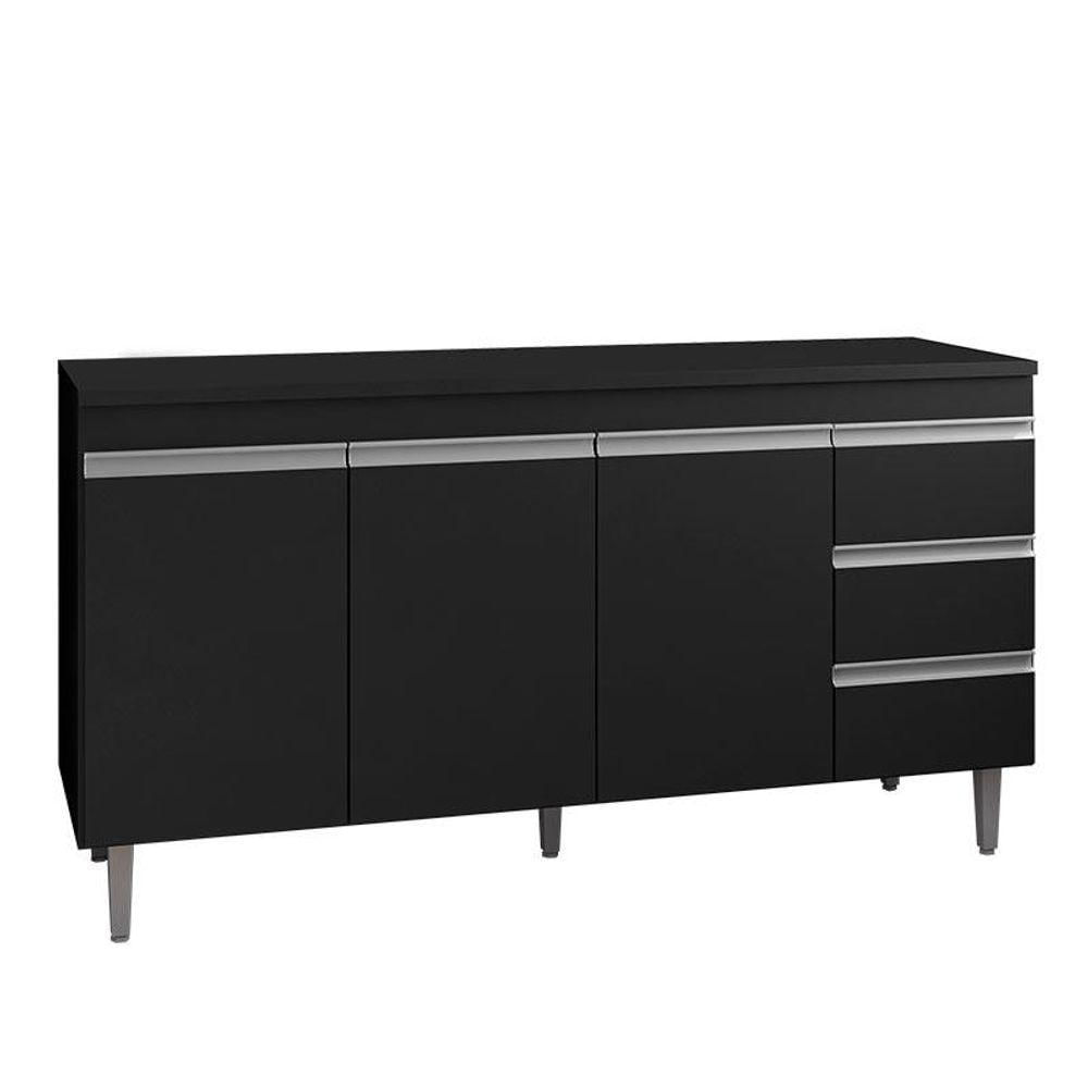 Miniatura Balcão De Cozinha Andréia Com Tampo 150 Cm Preto Fosco - Ajl