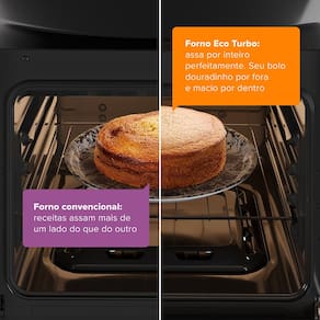 Fogão Continental 5 Bocas FC5GB Preto com Mesa de Vidro, Forno Eco Turbo e Tripla Chama – Bivolt