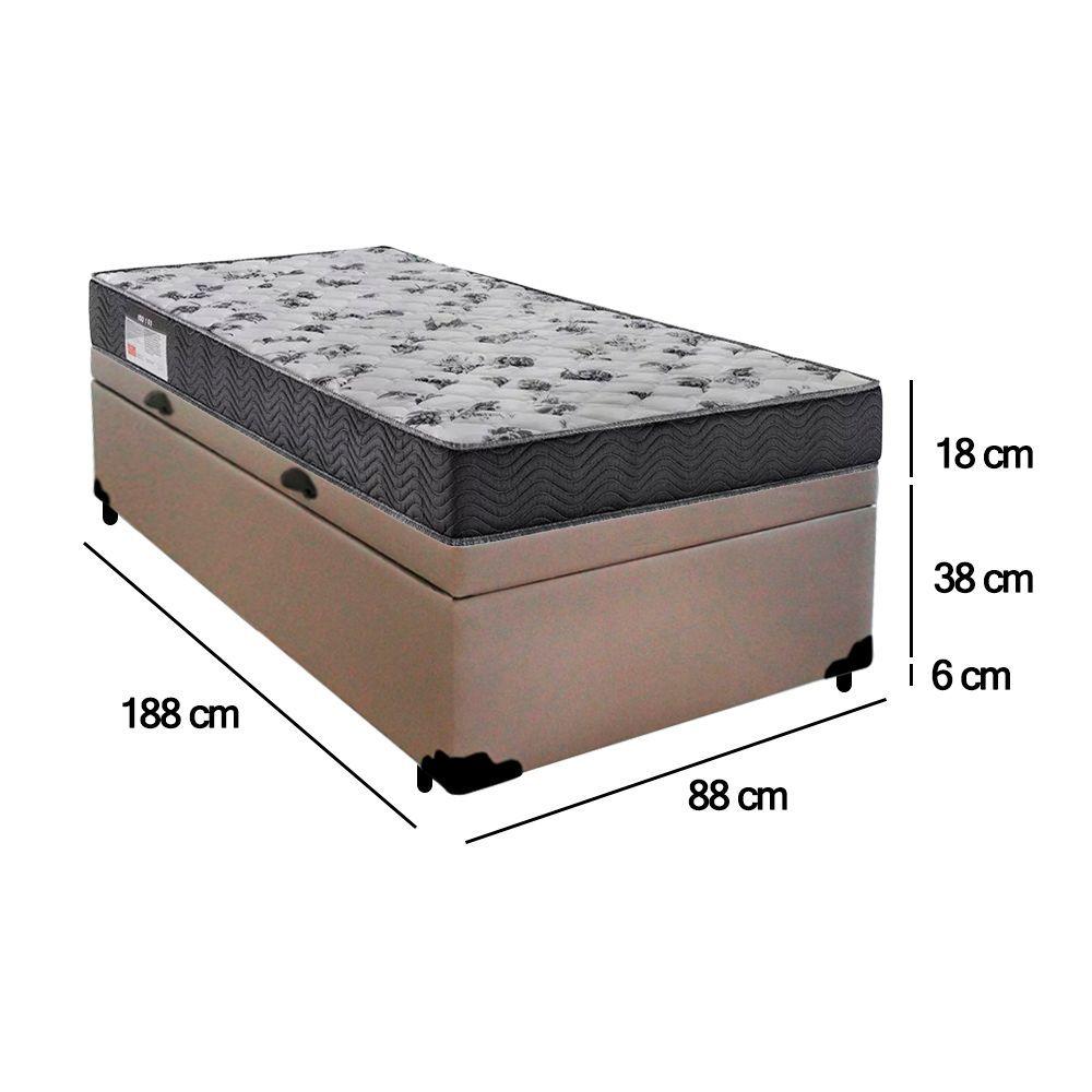 Miniatura Cama Box Baú Solteiro Sintético + Colchão De Espuma D33 Sereneprime 88cm Bege