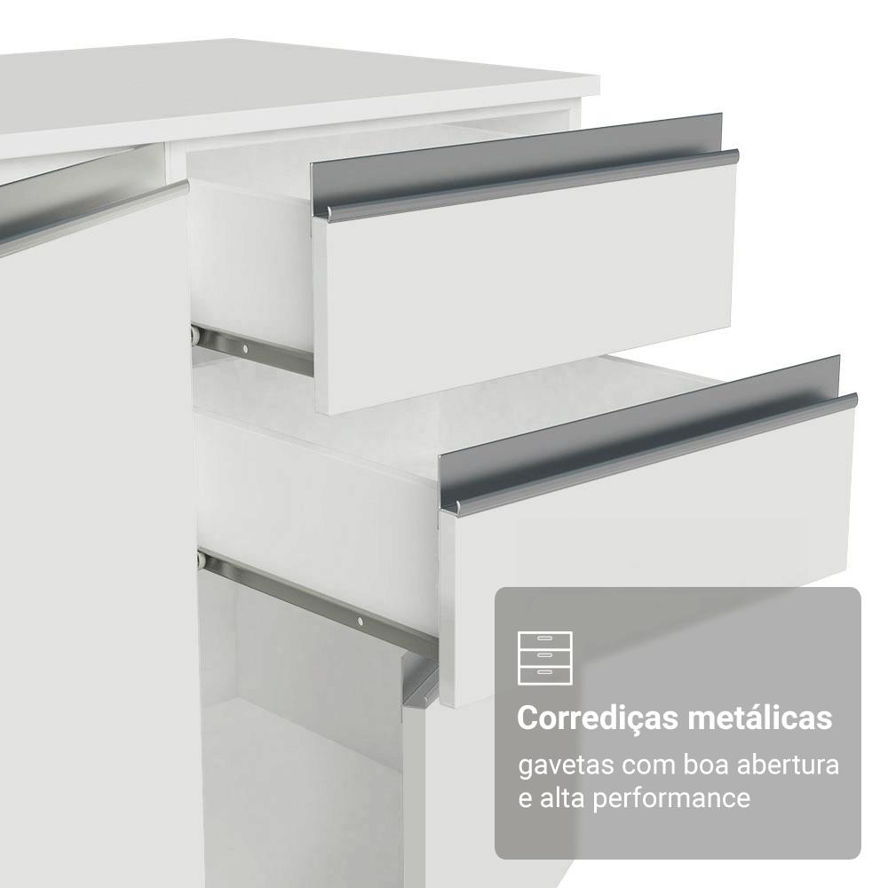 Armário de Cozinha Completa de Canto 100% MDF 447 cm Smart Madesa 02 Branco