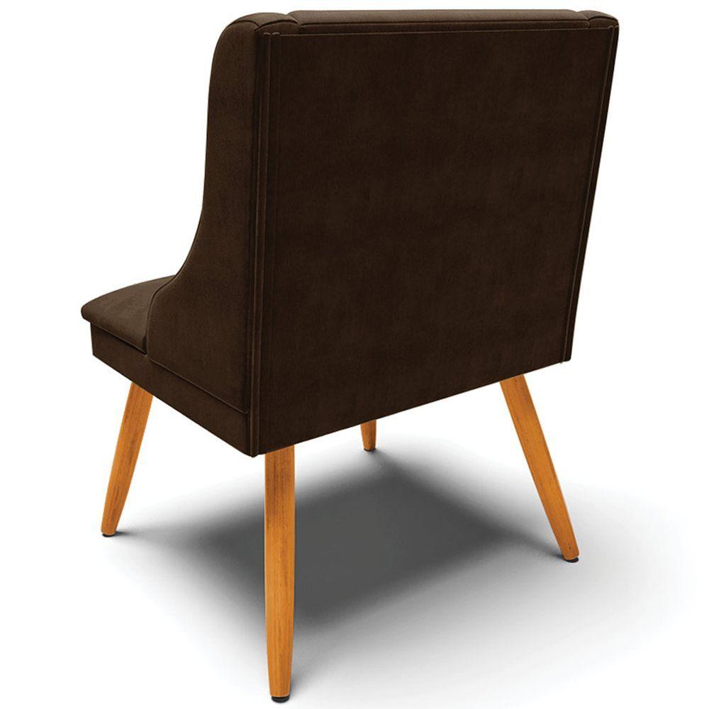 Kit 4 Cadeiras Decorativas Sala De Jantar Pés Palito De Madeira Firenze Suede Marrom/natural G19