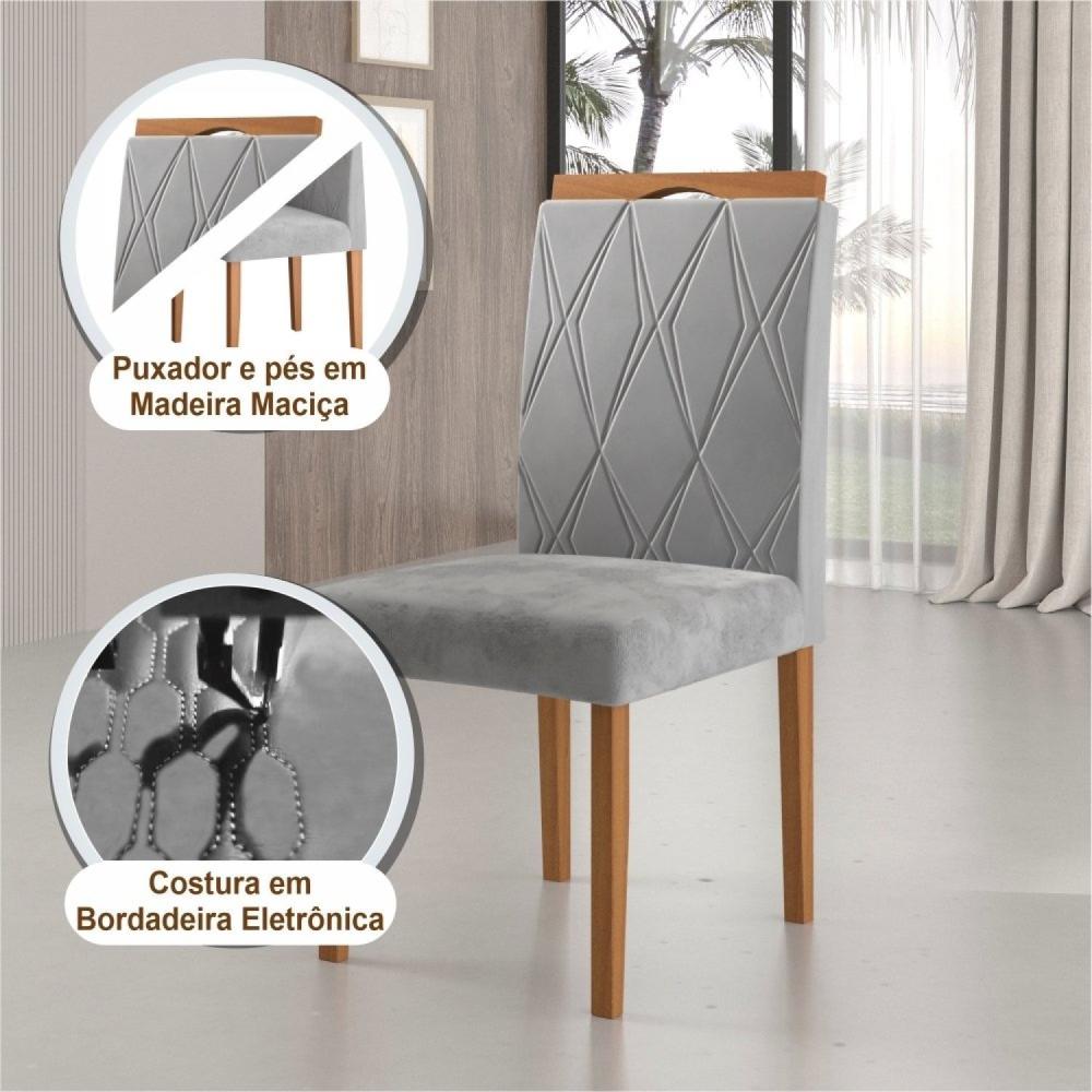 Kit 4 Cadeiras com Puxador 02 Madenova Móveis Prata/Mel
