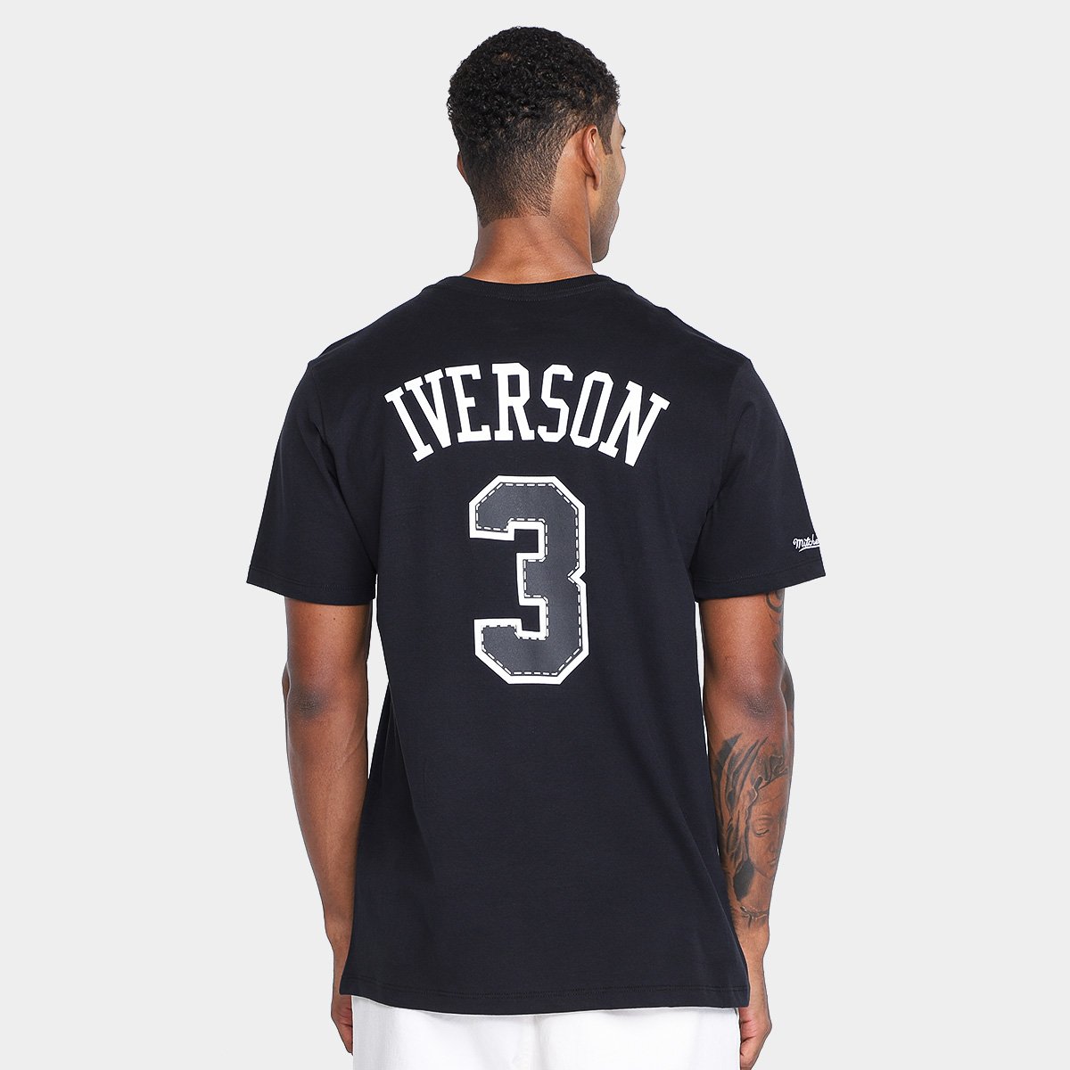 Miniatura Camiseta Mitchell & Ness Philadelphia 76ers Iverson Masculina Preto - G