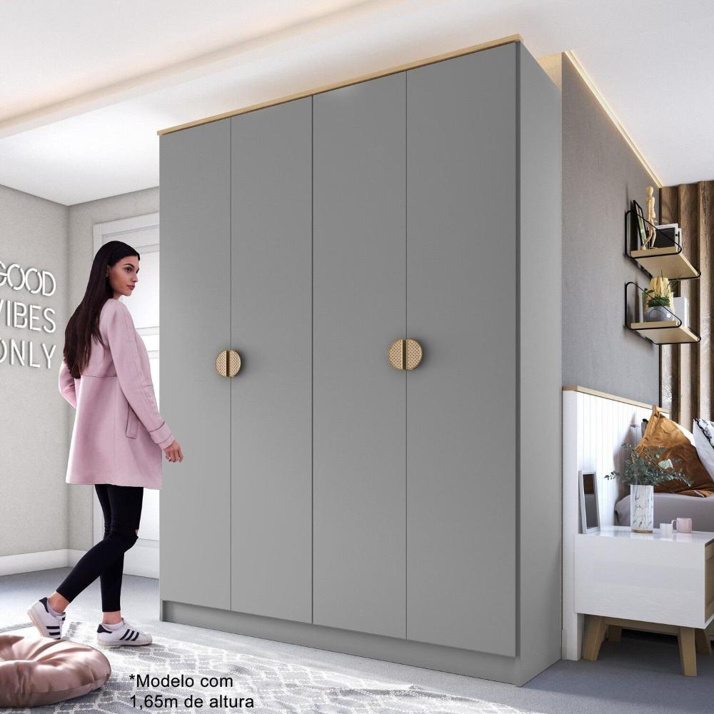 Miniatura Guarda-roupa Solteiro 100% Mdf Bp 4 Portas 2 Gavetas Asti Urbi