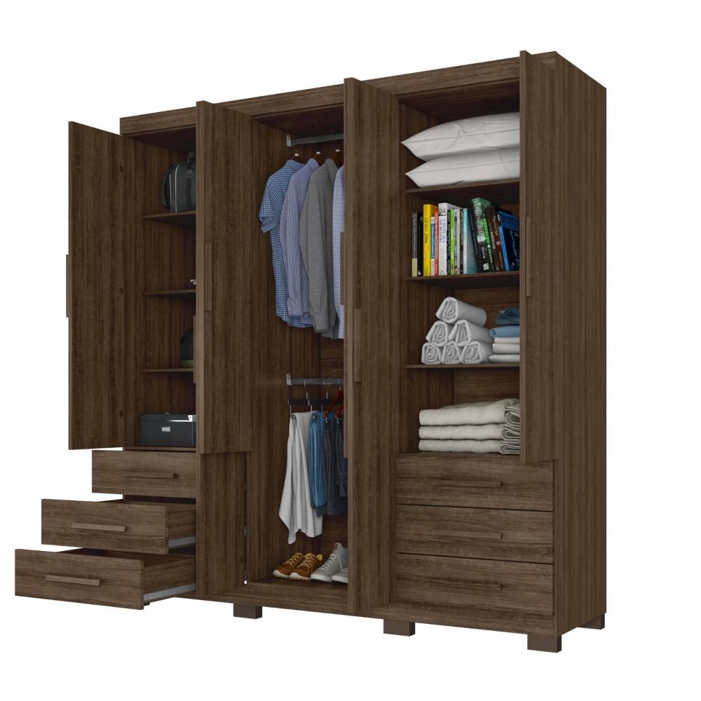 Guarda Roupa Artico 6 Portas 6 Gavetas Nogueira
