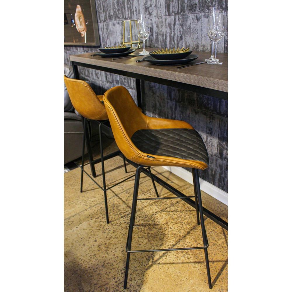 Miniatura Conjunto 2 Banquetas Bogotá PU Rivatti Móveis Caramelo/Cinza Escuro