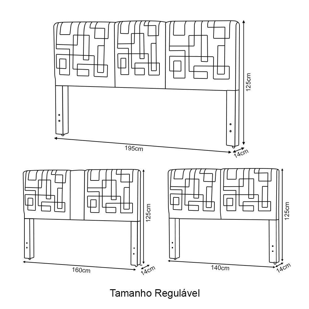 Miniatura Cabeceira Cama Box Anita Completa Regulável 140-160-195cm X 125cm Suede Bege - Cor: Bege