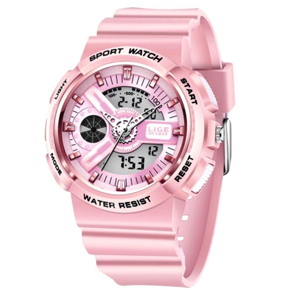 Miniatura Relógio Digital Feminino Duplo Display Esportivo Movimento De Quartzo