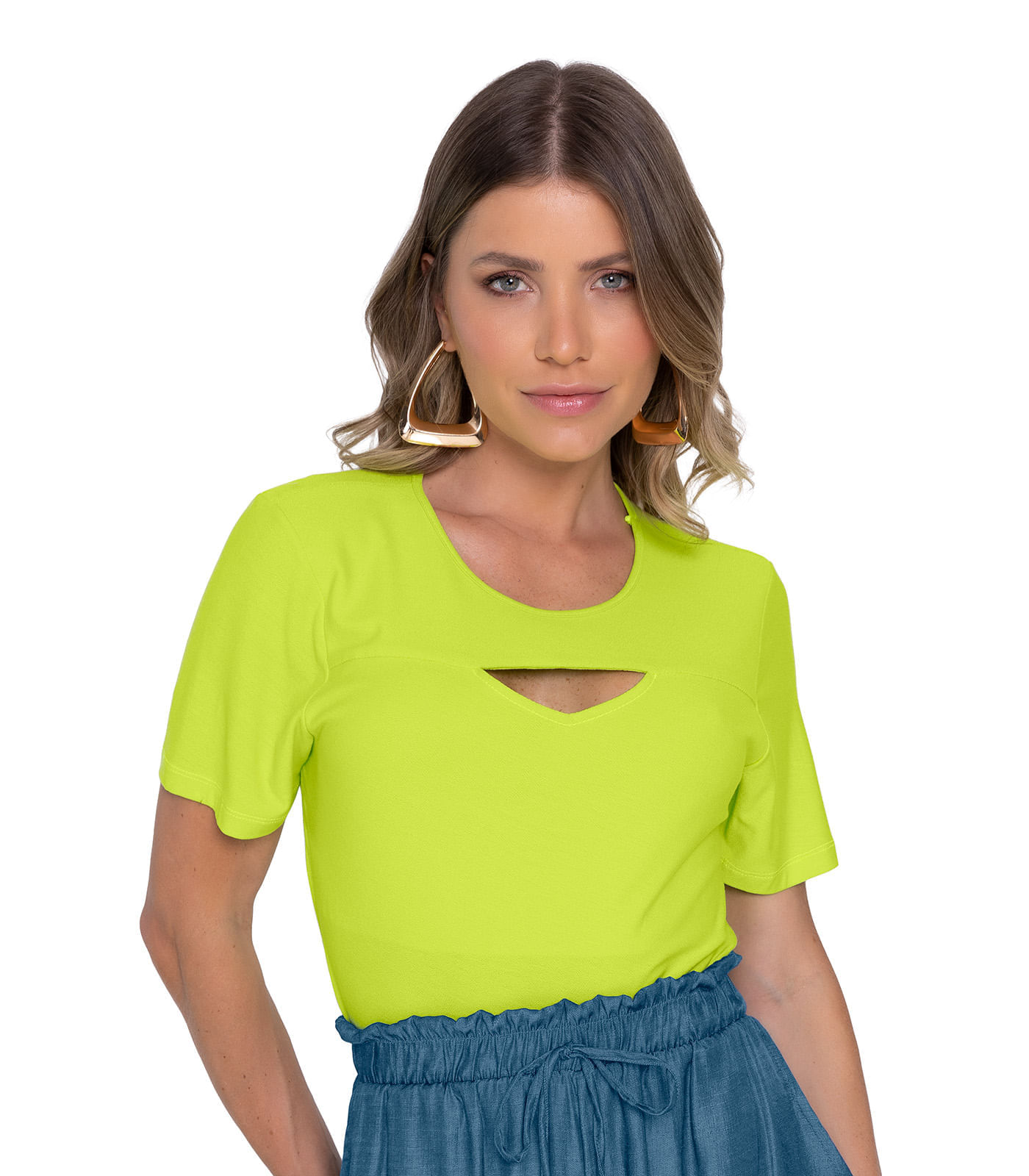 Miniatura Blusa Com Detalhe De Recorte Em Viscose Rovitex Verde G
