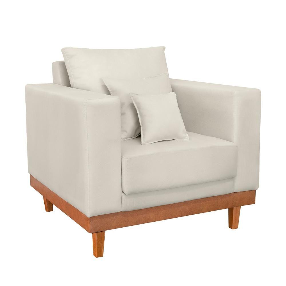 Miniatura Sofá Poltrona Living Base Madeira Sala Quarto Recepção Suede Bege