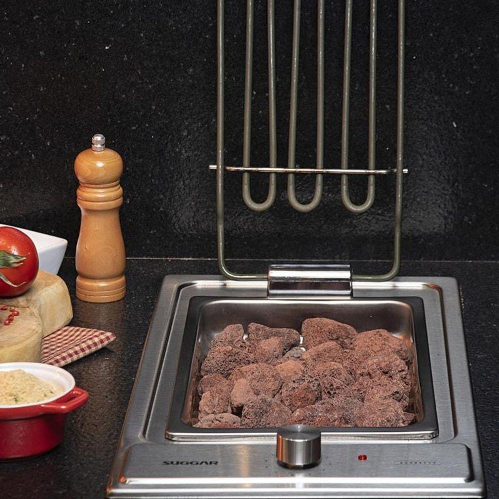 Cooktop Elétrico Inox Barbecue Churrasqueira Com Grelha 220V
