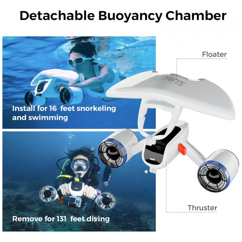 Miniatura Scooter Subaquático Sublue Mix Cinza com Dual Motor, Bateria Removível 11000mAh, 3,5 kg, Mergulho e Snorkel, Acabamento Fibra de Carbono,11,1V