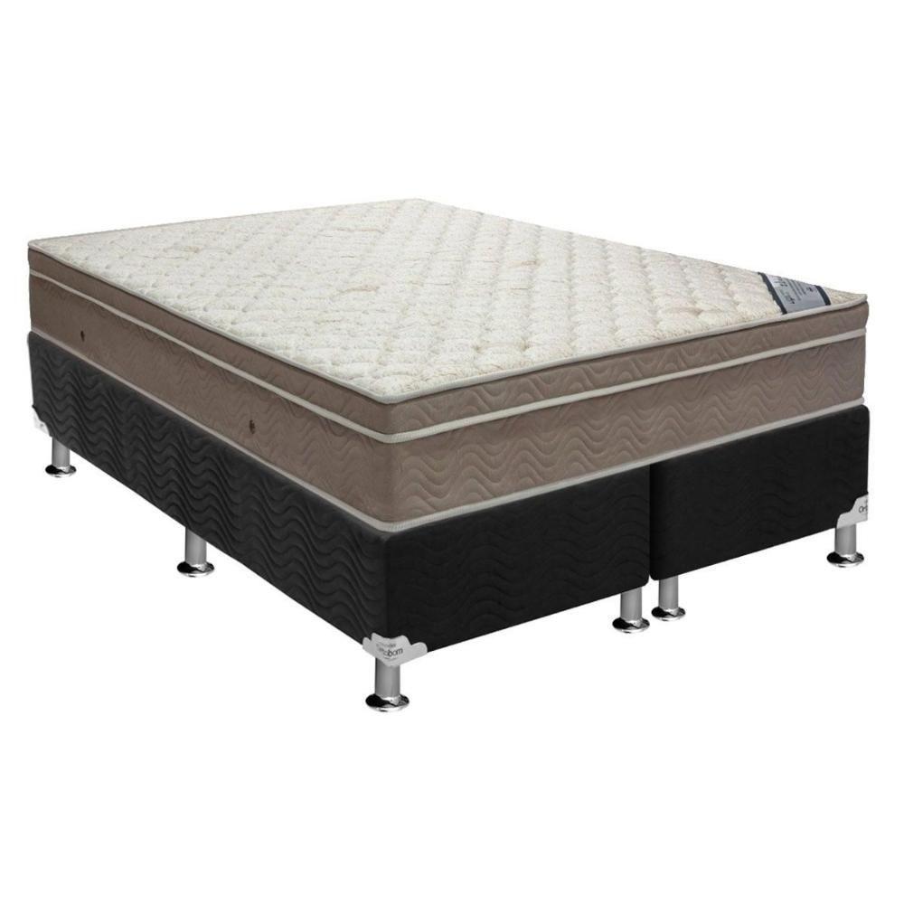Miniatura Cama Box King: Colchão Molas Superpocket Ensacadas Ortobom Light + Base Crc Suede Black(186X198)