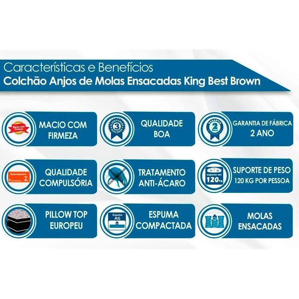 Miniatura Colchão Solteirão Molas Ensacadas Masterpocket King Best Euro Pillow Brown (96x203x28) - D Angelis Anjos