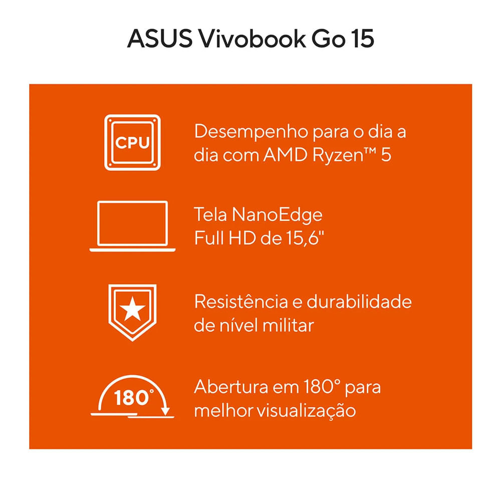 Notebook Vivobook Go 15 8GB 512GB W11 NJ836W Asus Mixed Black