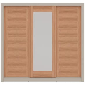 Miniatura Guarda-Roupa Casal Bartira Village com 3 Portas, 4 Gavetas, Espelho e 243,1 cm de Largura Areia/Peroba