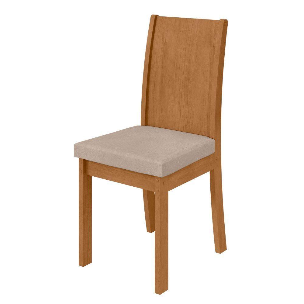 Miniatura Conjunto 2 Cadeiras Estrutura Mdf/mdp Athenas Móveis Lopas Amêndoa /veludo Creme
