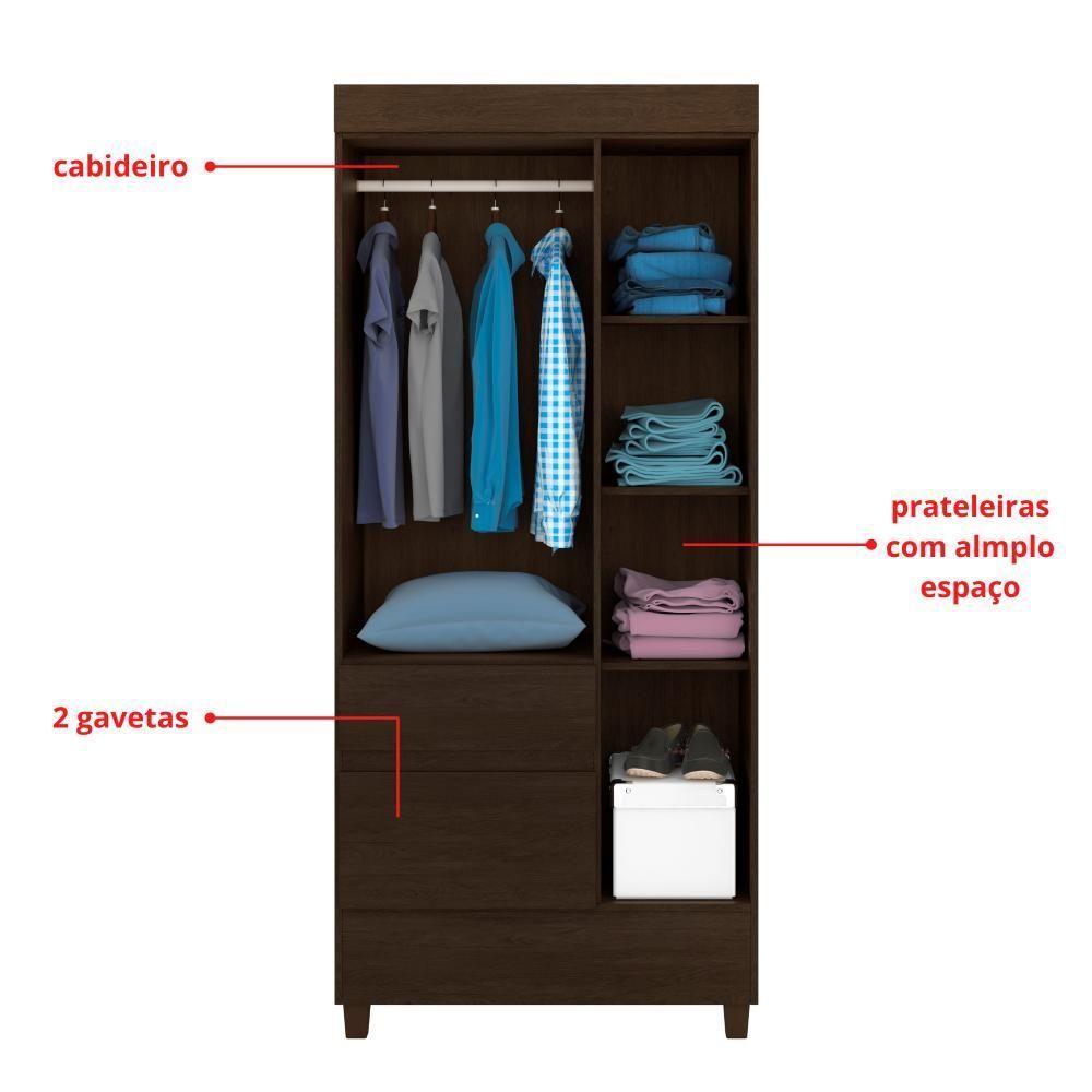Miniatura Guarda-roupa 3 Pts 2 Gavetas Wind Ebano Touch Demóbile Ebano Touch