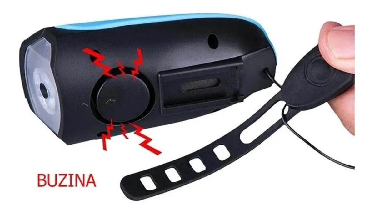 Miniatura Farol Bicicleta Bike Com Buzina Usb Lanterna Recarregável