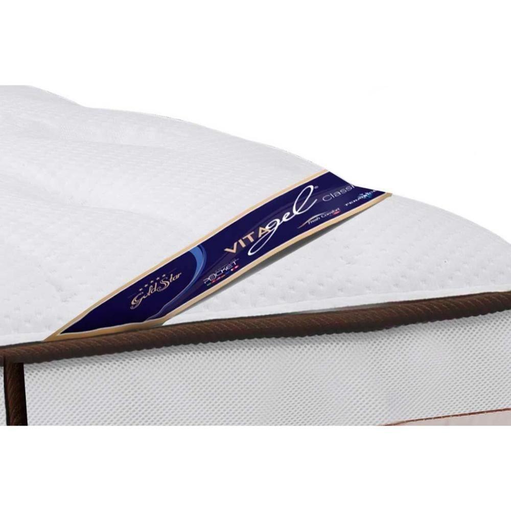 Miniatura Cama Box Baú Queen: Colchão Molas Pocket Ensacadas Castor Vitagel Class + Base White(158X198)