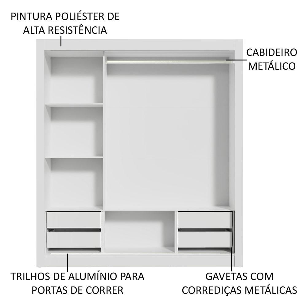 Miniatura Guarda-Roupa Casal Madesa Lyon Plus 3 Portas de Correr com Espelhos 4 Gavetas Branco