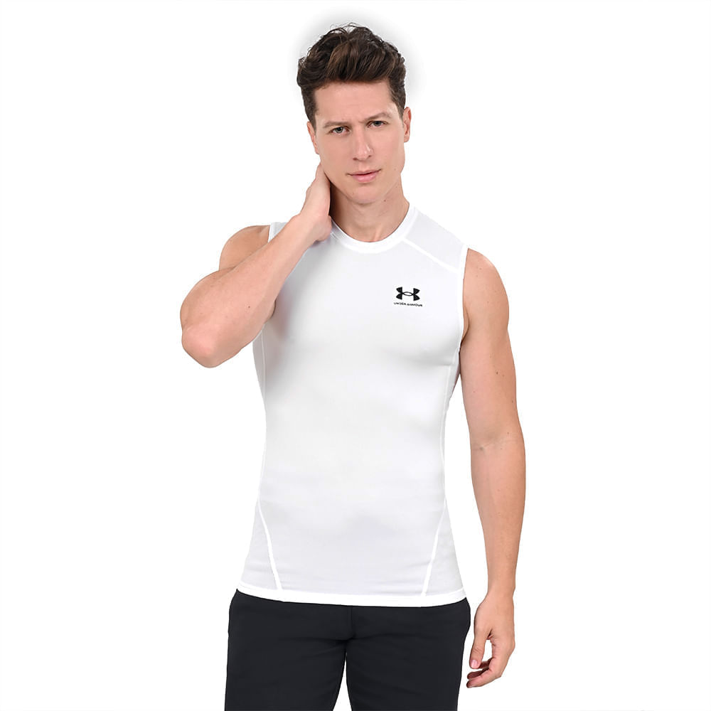 Miniatura Regata de Compressão Masculina Under Armour HeatGear 2GG Branco