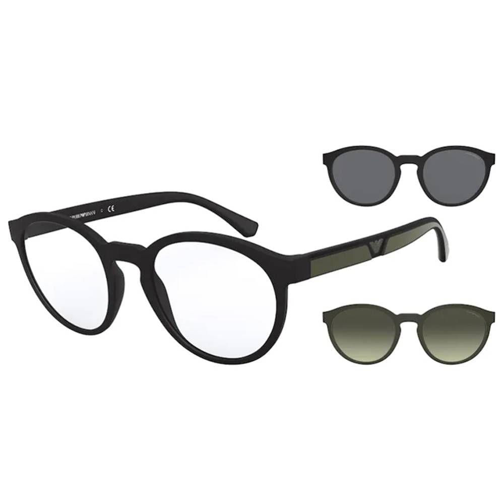 Miniatura Armação De Óculos Clip On Empório Armani Ea4152 5042-1w - Verde Militar