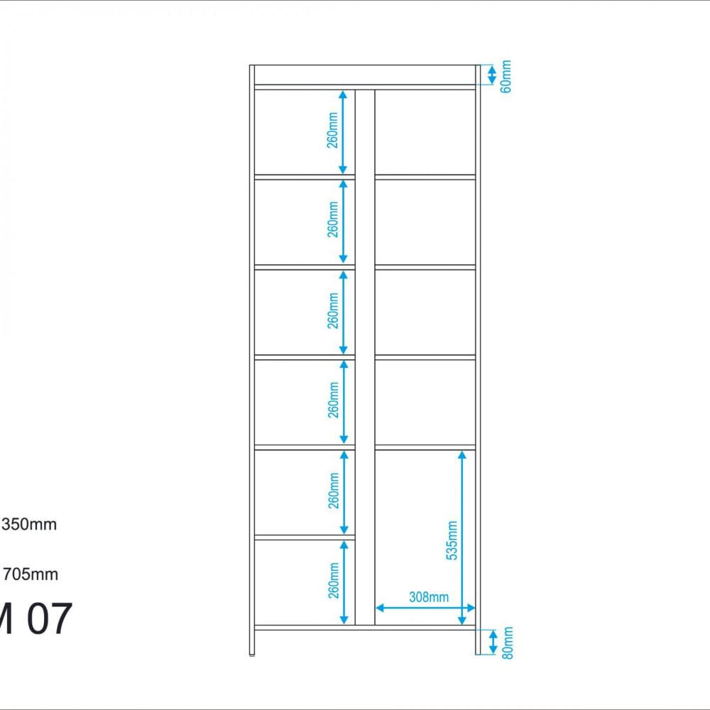 Armário 2 Portas 9 Prateleiras Office BRV Móveis Branco/Castanho