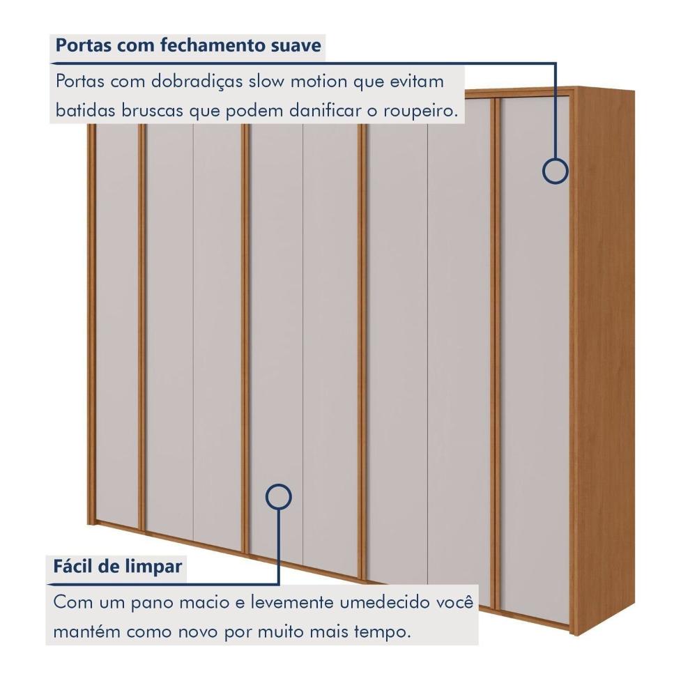 Miniatura Guarda-roupa 8 Portas 6 Gavetas 100% Mdf Ergon Amêndoa Clean/Off White