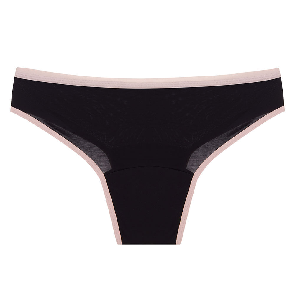Miniatura Calcinha Absorvente Pantys e Sempre Livre Comfy – Preto e Rosa G