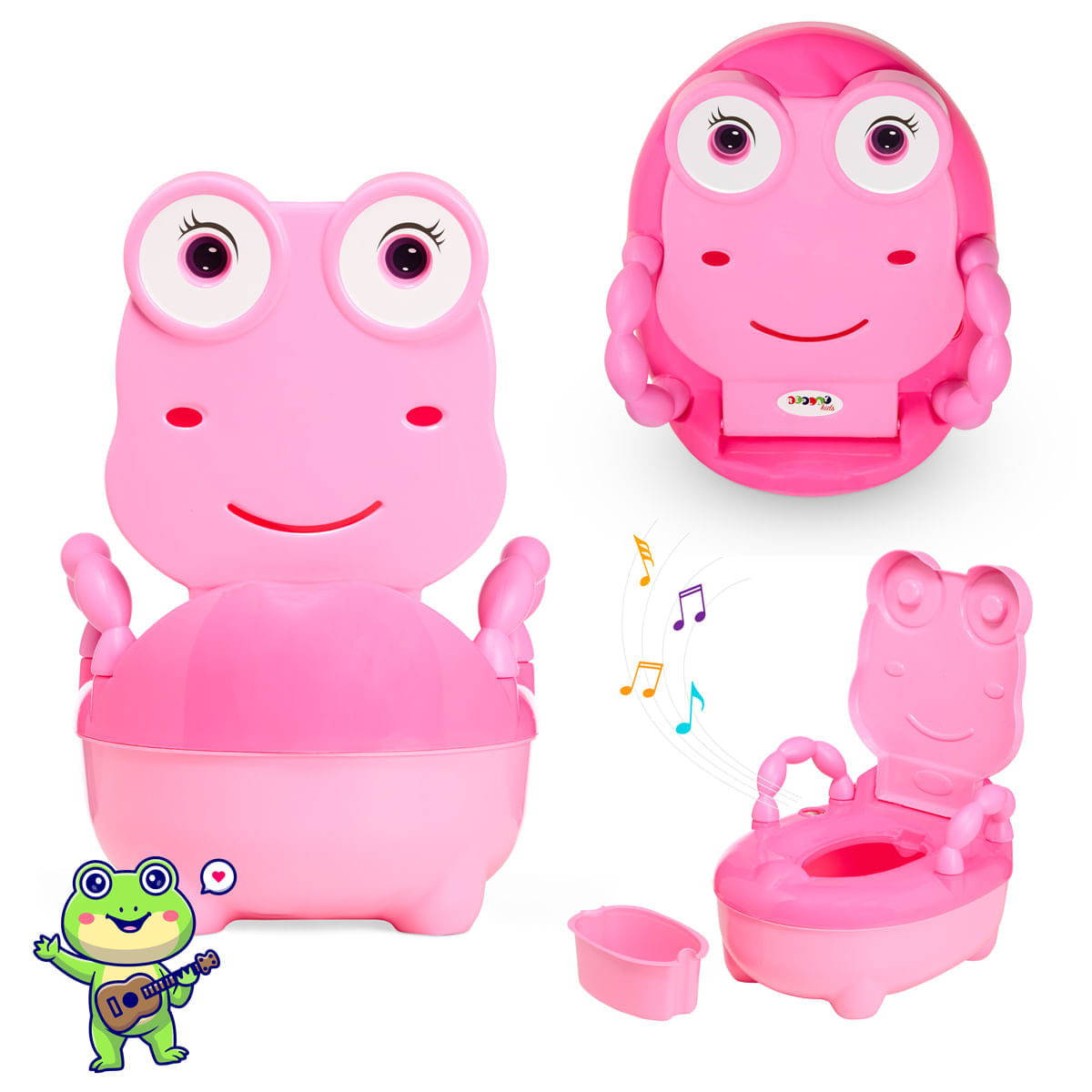 Miniatura Troninho Infantil Musical Penico Sapinho Rosa - Replay Kids