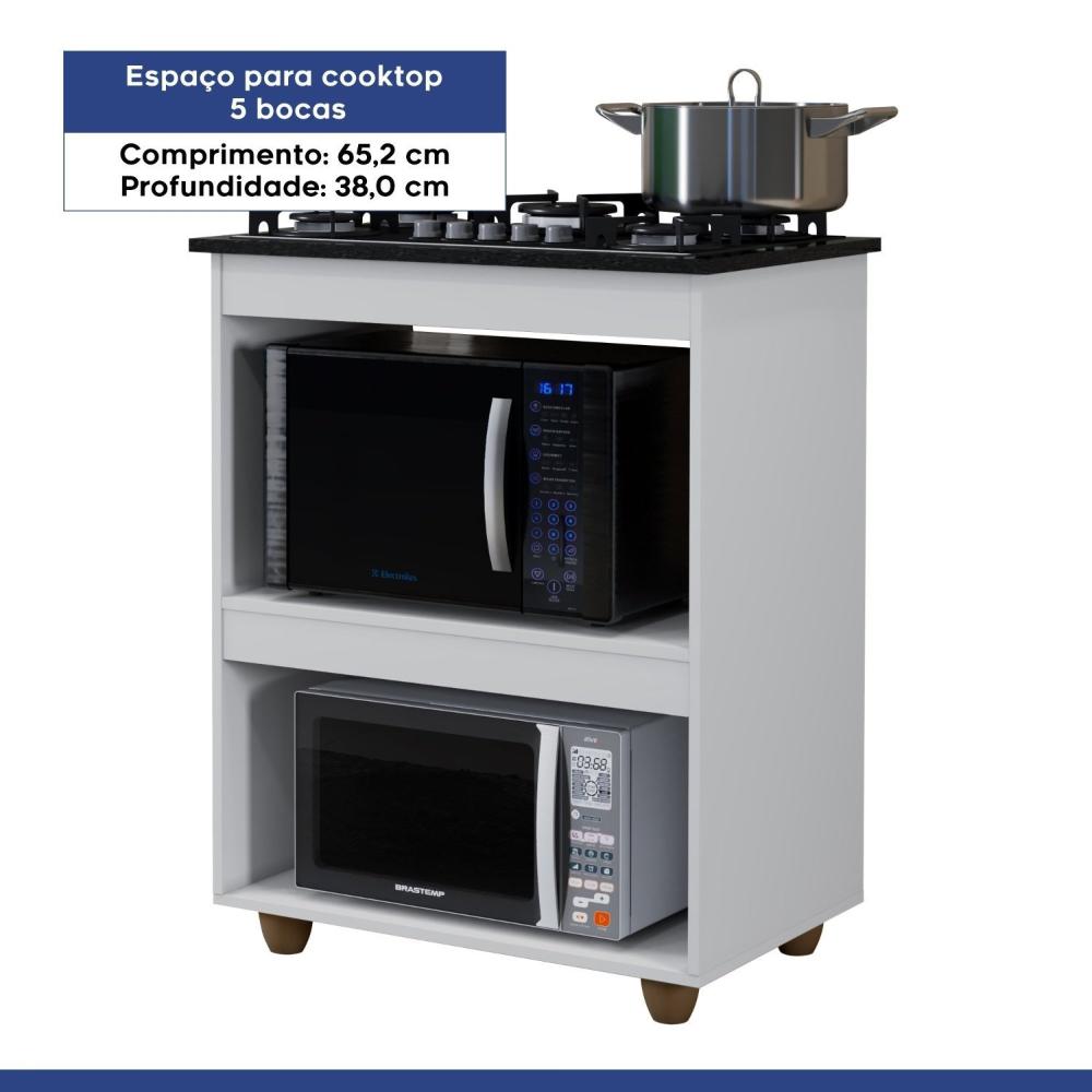 Miniatura Balcão para Cooktop 5 Bocas 2 Nichos para Forno Turim Kaiki Móveis Branco