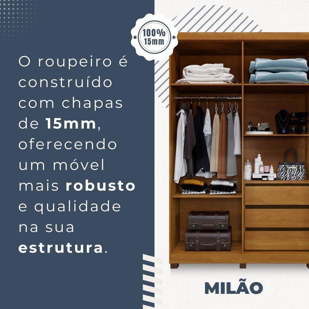 Guarda Roupa Milão 4 Portas 3 Gavetas Em Mdp Benetil Móveis Cinamomo