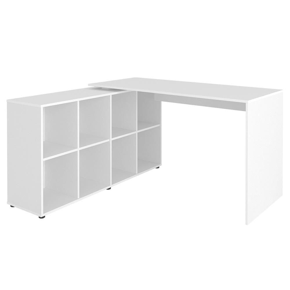 Mesa Escrivaninha Em L 140x130cm 8 Nichos Eron A06 Branco - Mpozenato