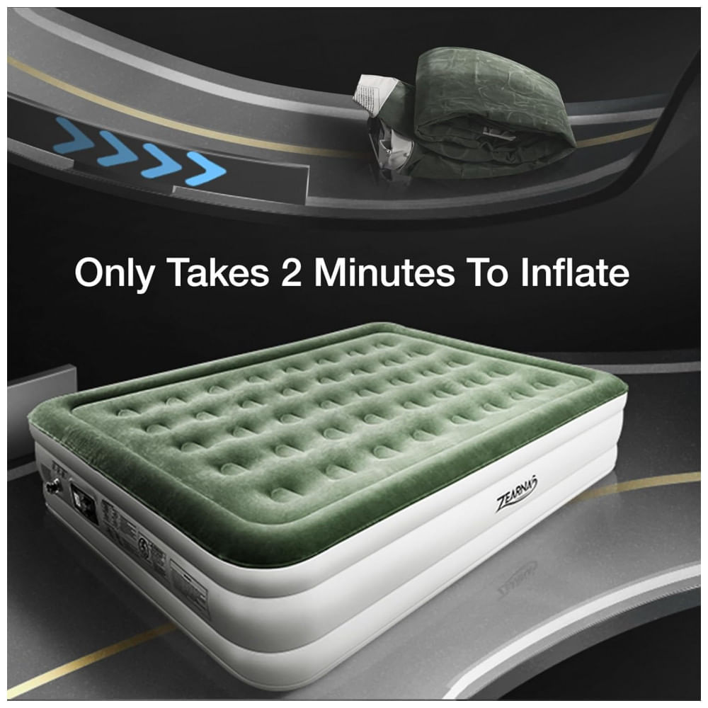 Colchão Inflável Solteiro com Bomba Embutida, Para até 300KG, Zearna, Verde